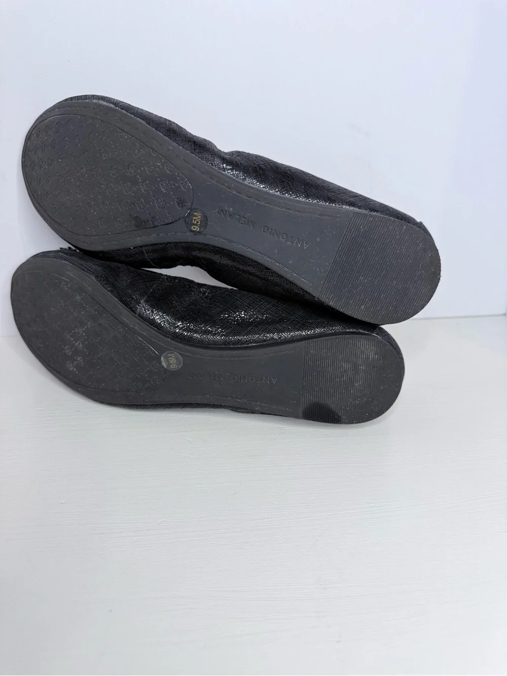 ANTONIO MELANI Black Embellished Ballet Flats 9.5 M
